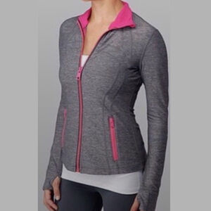 Lululemon Define Jacket Gray Pink Full Zip Women's Size 8 Pockets Thumbholes